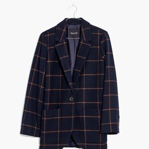 Madewell size M larsen blazer - navy windowpane, wool